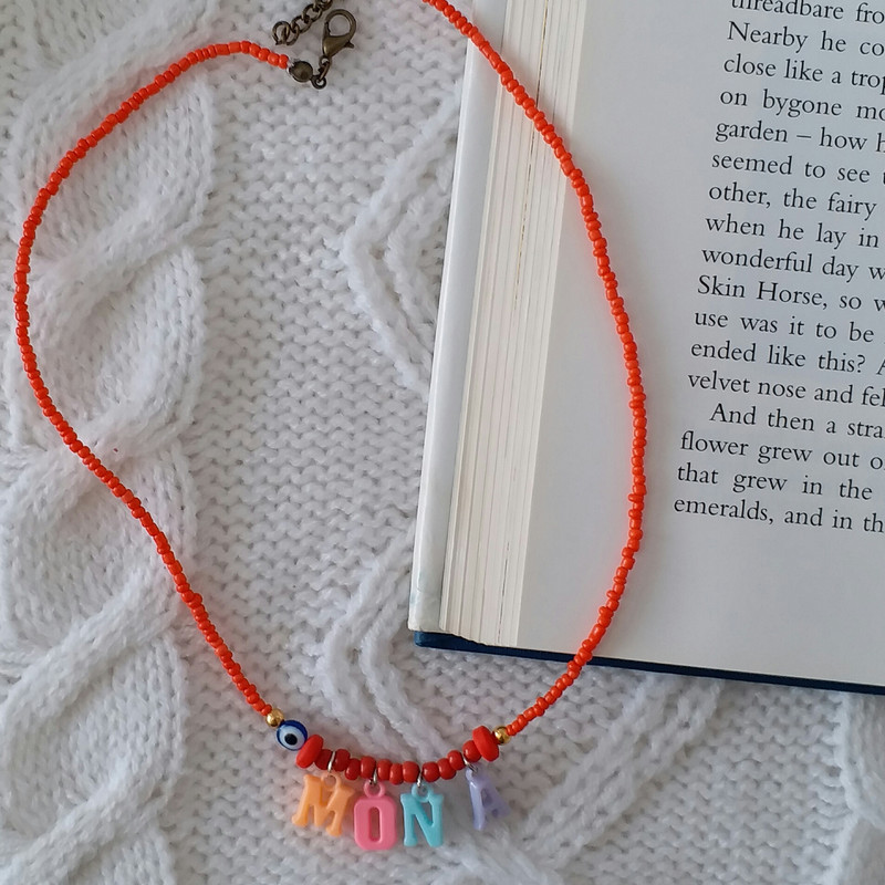 گردنبند دخترانه مدل تابستانی اسم مونا G115