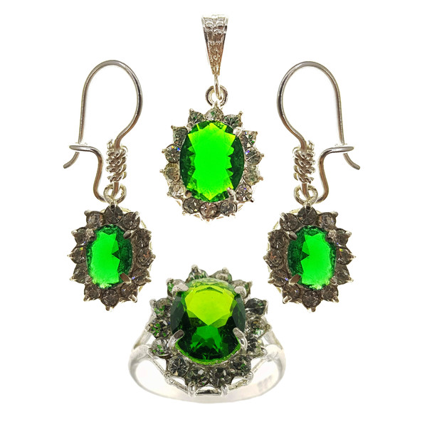 نیم ست نقره زنانه سلین کالا مدل زبرجد ce-zeb2