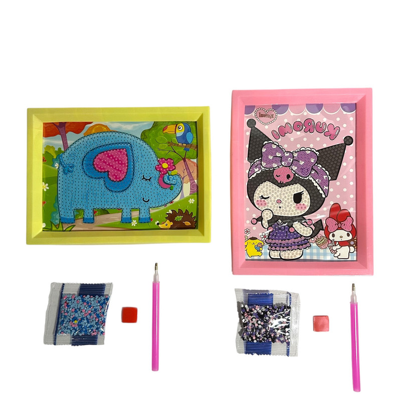بازی آموزشی مدل ساخت تابلو نقاشی الماسی قاب دار طرح کرومی و فیل بسته ۲ عددی
