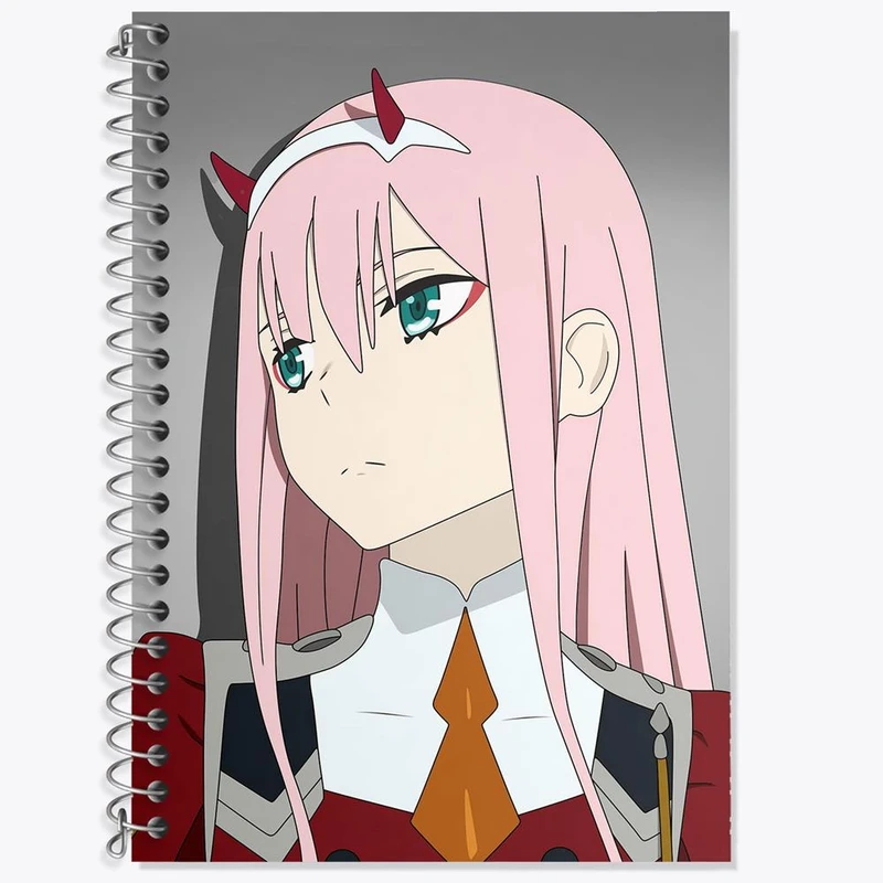 دفتر زبان 50 برگ خندالو مدل دو خط طرح زیروتو انیمه دارلینگ در فرنکس کد 12008