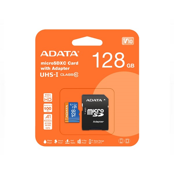 کارت حافظه microSDXC ای دیتا مدل Premier کلاس 10 استاندارد UHS-I V10 A1سرعت 100MBps ظرفیت 128 گیگابایت