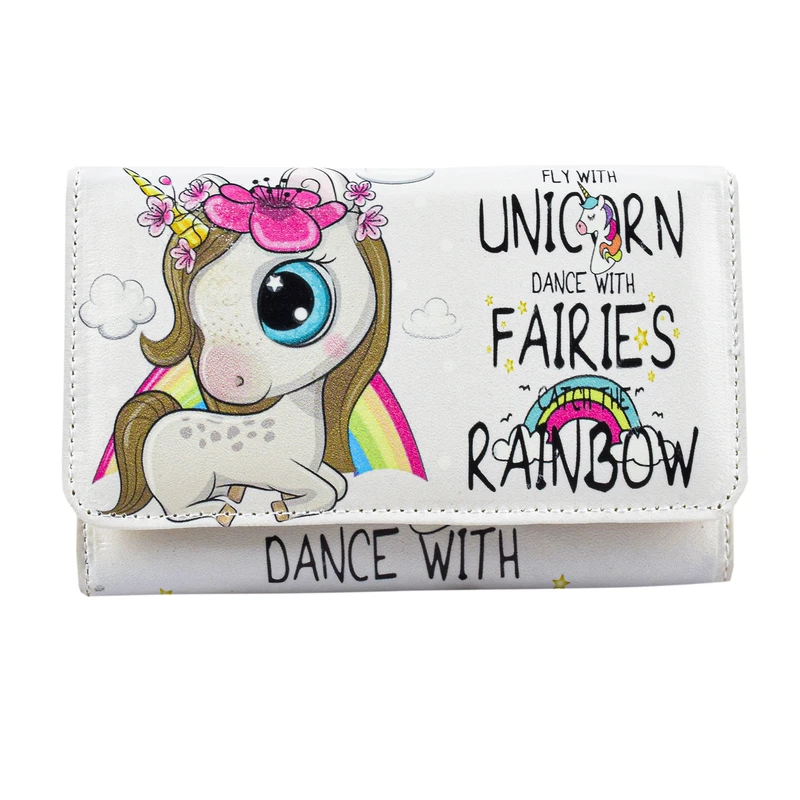 کیف پول دخترانه مدل یونیکورن رنگین کمانی 8521