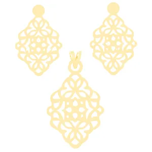 نیم ست طلا 18 عیار زنانه کرابو طرح اسلیمی مدل Kr8012