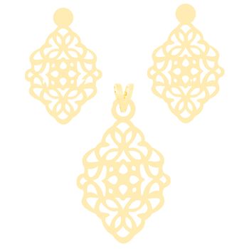 نیم ست طلا 18 عیار زنانه کرابو طرح اسلیمی مدل Kr8012