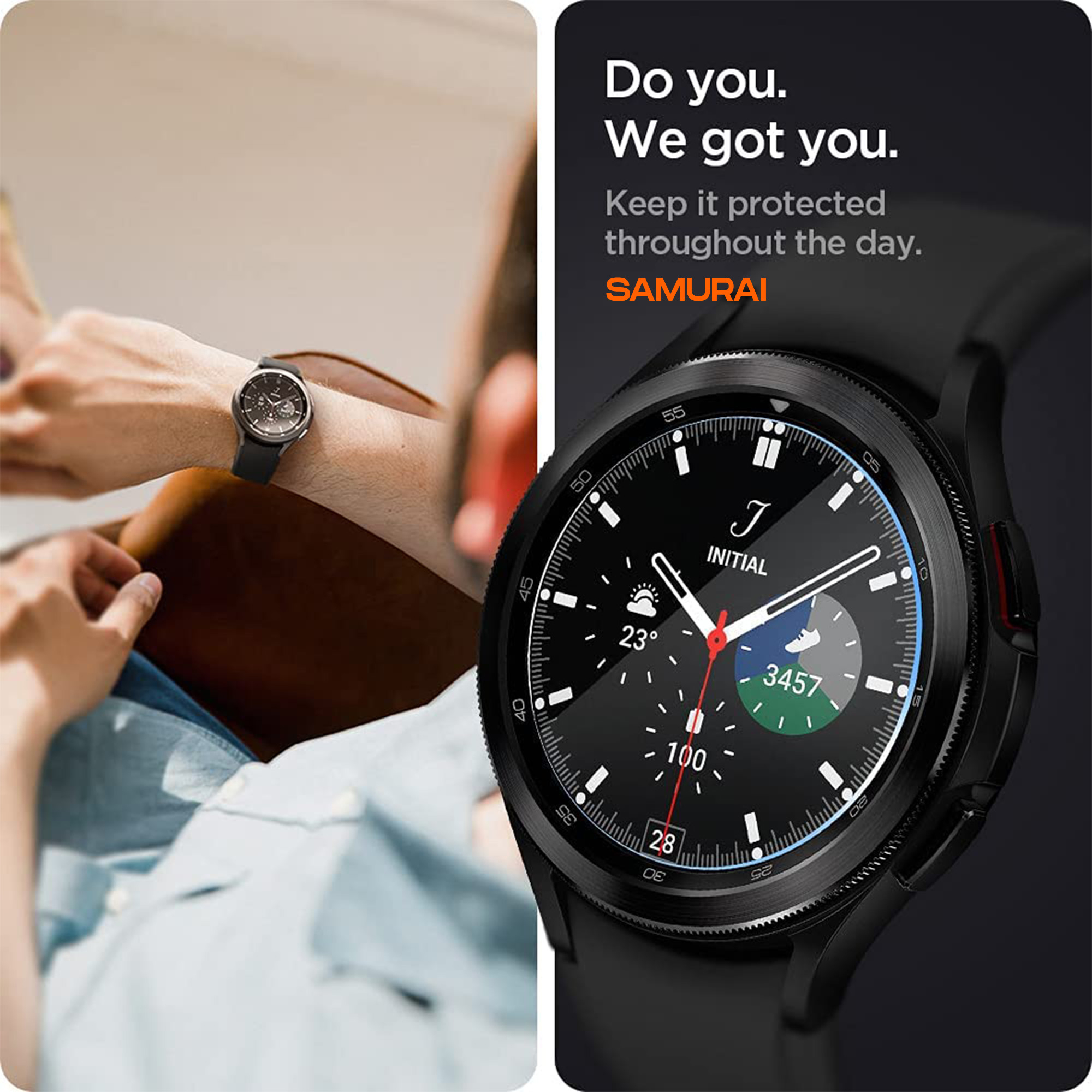 محافظ صفحه نمایش سامورایی مدل Haku مناسب برای ساعت هوشمند سامسونگ Galaxy Watch 4 46mm