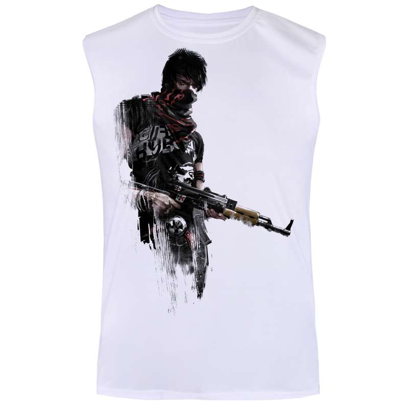 تاپ مردانه مدل GUN MAN کد TOW19 رنگ سفید