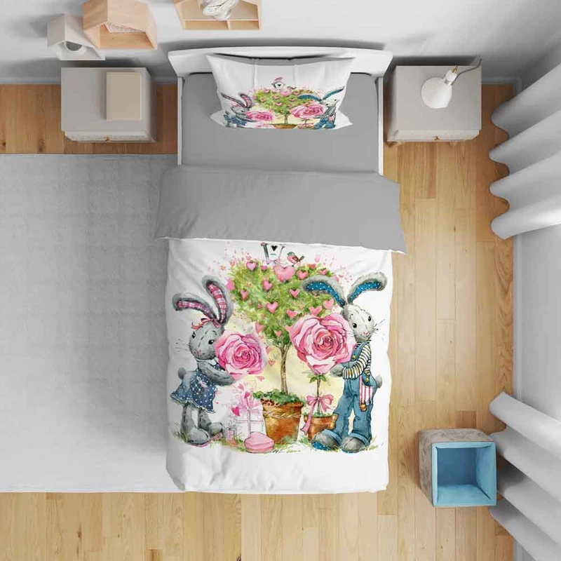 سرویس روتختی نوپه هوم مدل خرگوش ها T5987 تک نفره 5 تکه