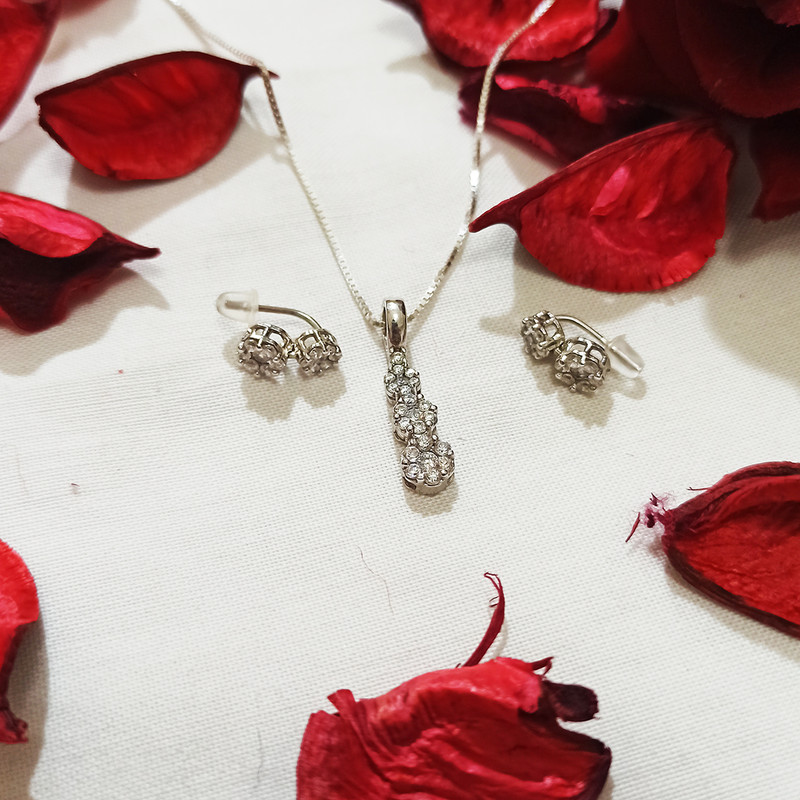 نیم ست نقره زنانه سلین کالا مدل برلیان ce-As3