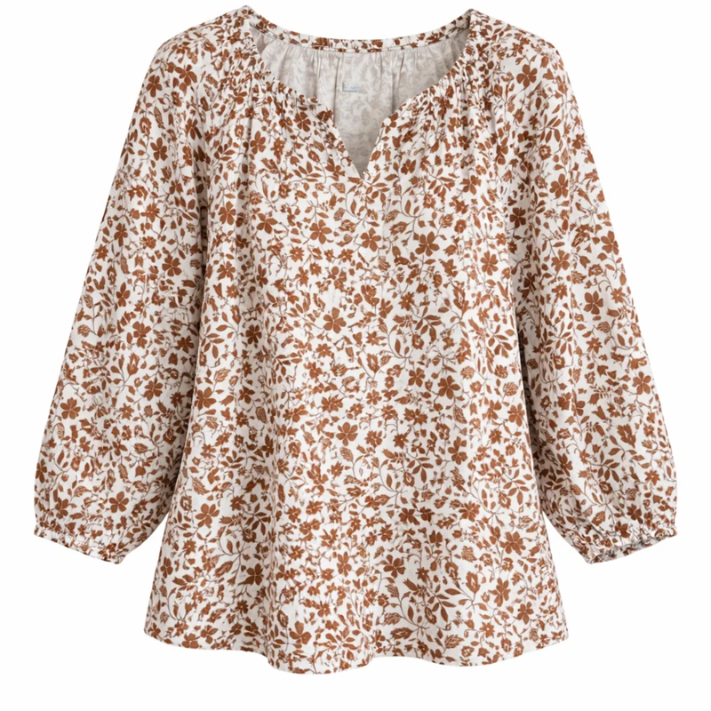 بلوز آستین بلند یقه گرد زنانه مدل 2063