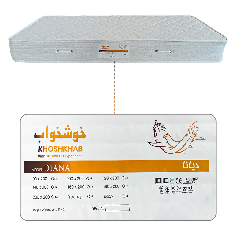 تشک طبی فنری خوشخواب مدل دیانا یکنفره سایز 90×200 سانتی متر
