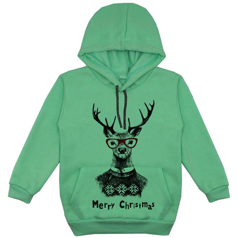 هودی پسرانه مدل گوزن F26 رنگ سبز