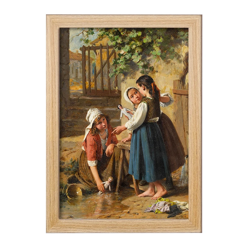 تابلو خندالو مدل نقاشی روز حمام عروسک اثر پیر ژان ادموند کستان کد F12367