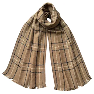 شال بافتنی زنانه مدل چهارخانه کاموایی پاییزی کد 24