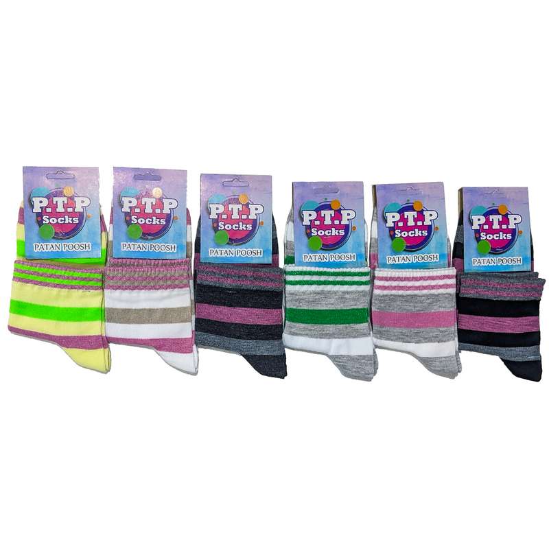 جوراب دخترانه پاتن پوش مدل نیم ساق کد 16382 مجموعه 6 عددی