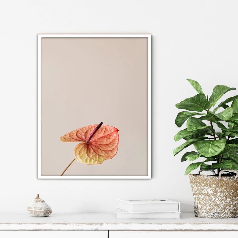 تابلو آتریسا طرح گل آنتریوم مدرن مدل ATFF241 فریم سفید