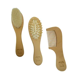 ست شانه و برس چوبی کودک لاو لی بیبی مدل Natural sense بسته 3 عددی