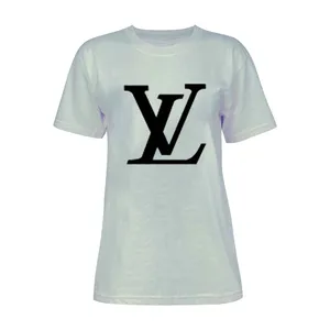 تی شرت آستین کوتاه زنانه مدل  LV کد A62  رنگ طوسی