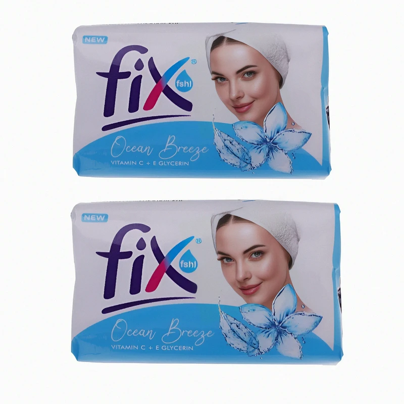 صابون شستشو صورت و بدن فیکس مدل Ocean Breeze مناسب برای انواع پوست وزن 90 گرم بسته 2 عددی