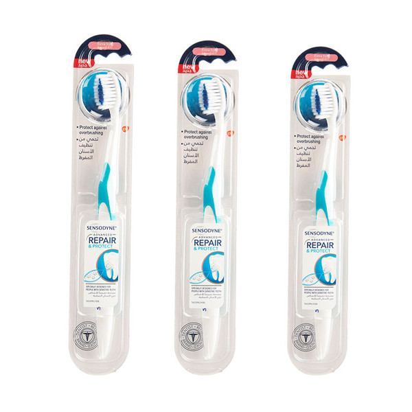 مسواک سنسوداین مدل Repair & Protect با برس خیلی نرم مجموعه 3 عددی