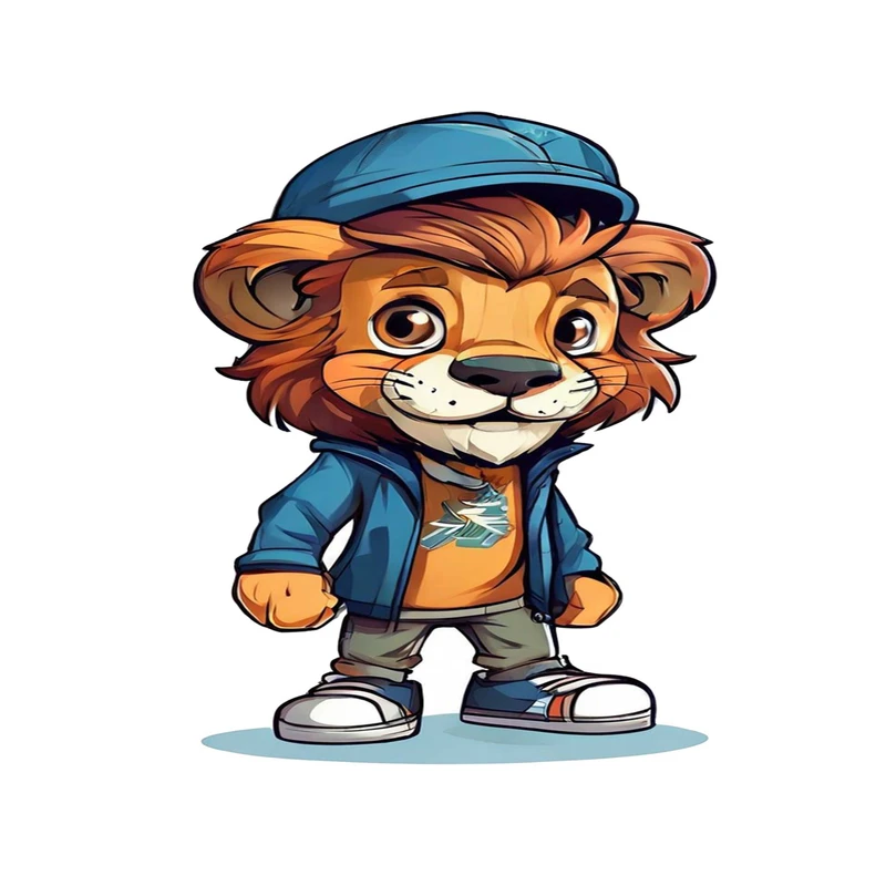 استیکر پارچه و لباس پاد آفرین مدل کارتونی طرح بچه شیر بامزه کد 095