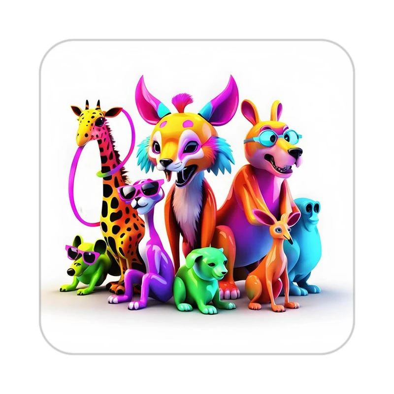 زیر لیوانی کاکتی طرح حیوانات رنگی مدل mp25225