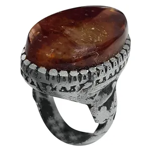 انگشتر نقره مردانه مدل عقیق حجرالدم AHD2020