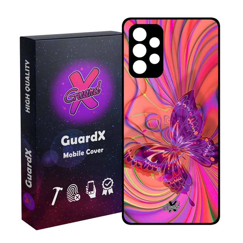 کاور گارد ایکس طرح پروانه مدل Glass10280 مناسب برای گوشی موبایل سامسونگ Galaxy A32 4G