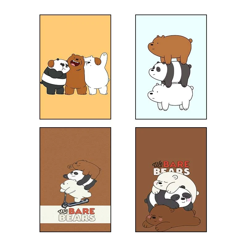 تابلو شاسي کارنيکا طرح سه خرس کله پوک We Bare Bears کد 31415 مجموعه 4 عددی