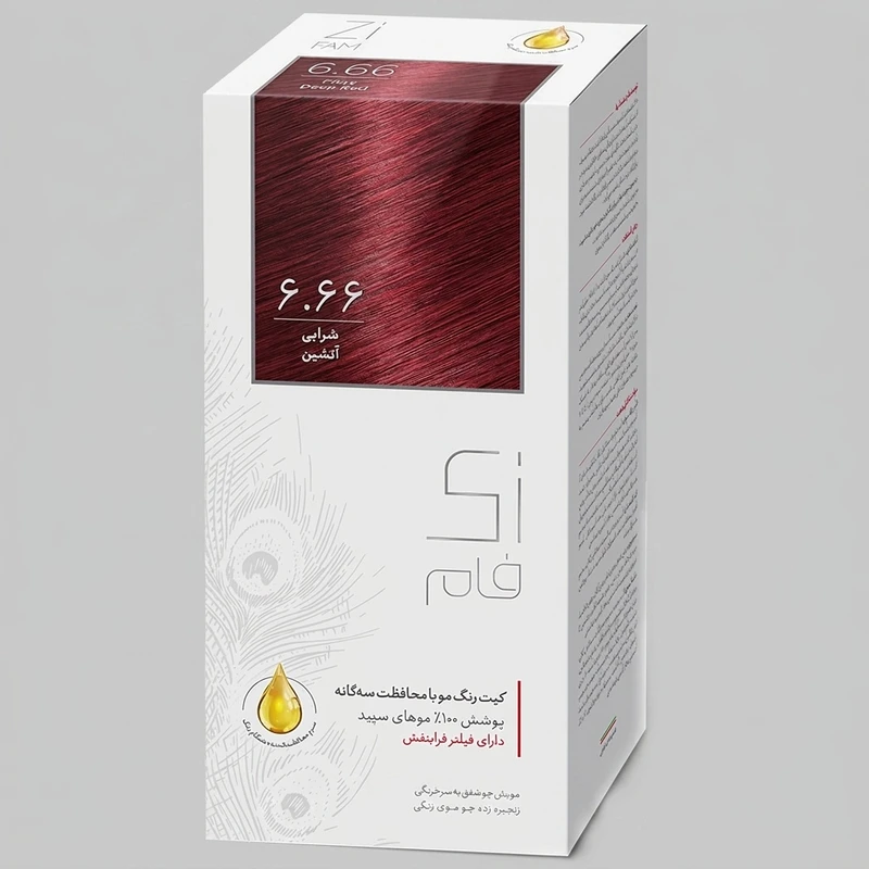 کیت رنگ مو زی فام شماره 6.66 حجم 50 میلی لیتر شرابی آتشین