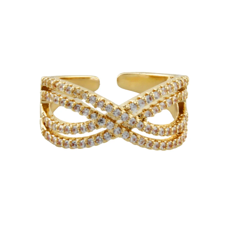 انگشتر زنانه مدل دو لاین نگینی کد 1970