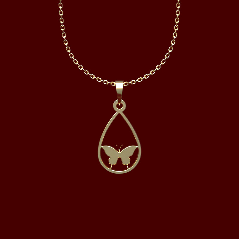 گردنبند طلا 18 عیار زنانه مدوپد مدل پروانه کد MM2-1-1182