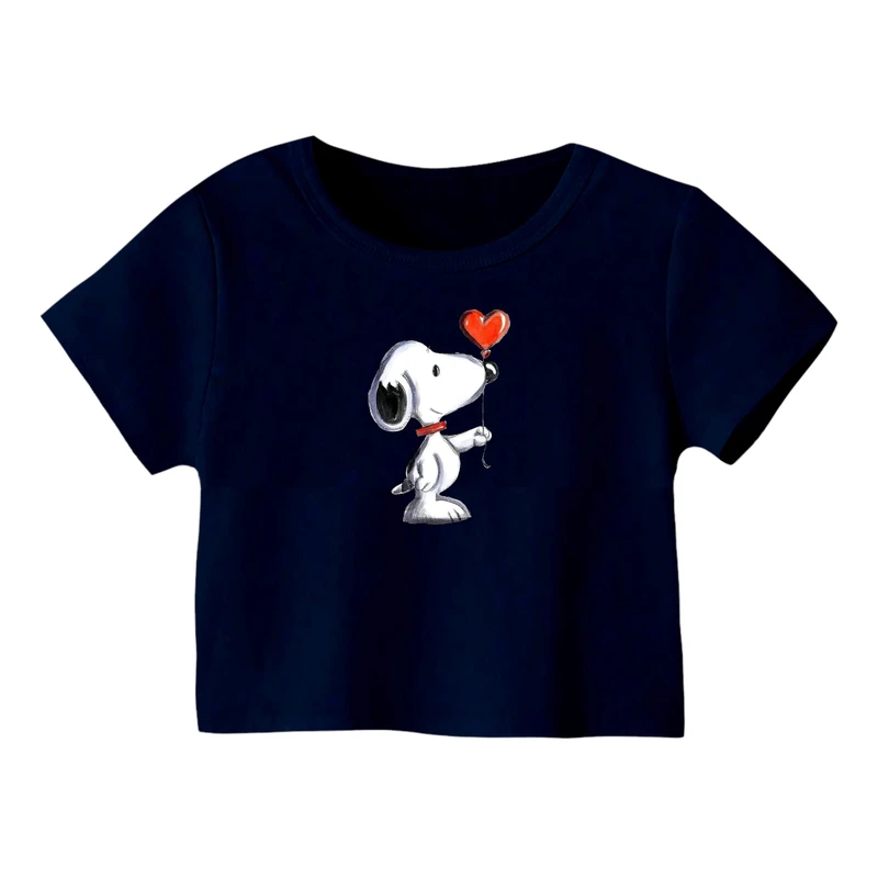 کراپ‌ تی‌شرت آستین کوتاه زنانه مدل اسنوپی کد ۴۴