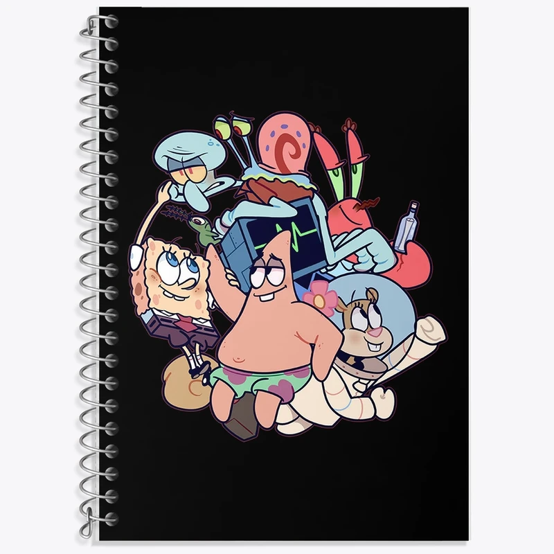 دفتر زبان 50 برگ خندالو مدل دو خط طرح باب اسفنجی کد F2211