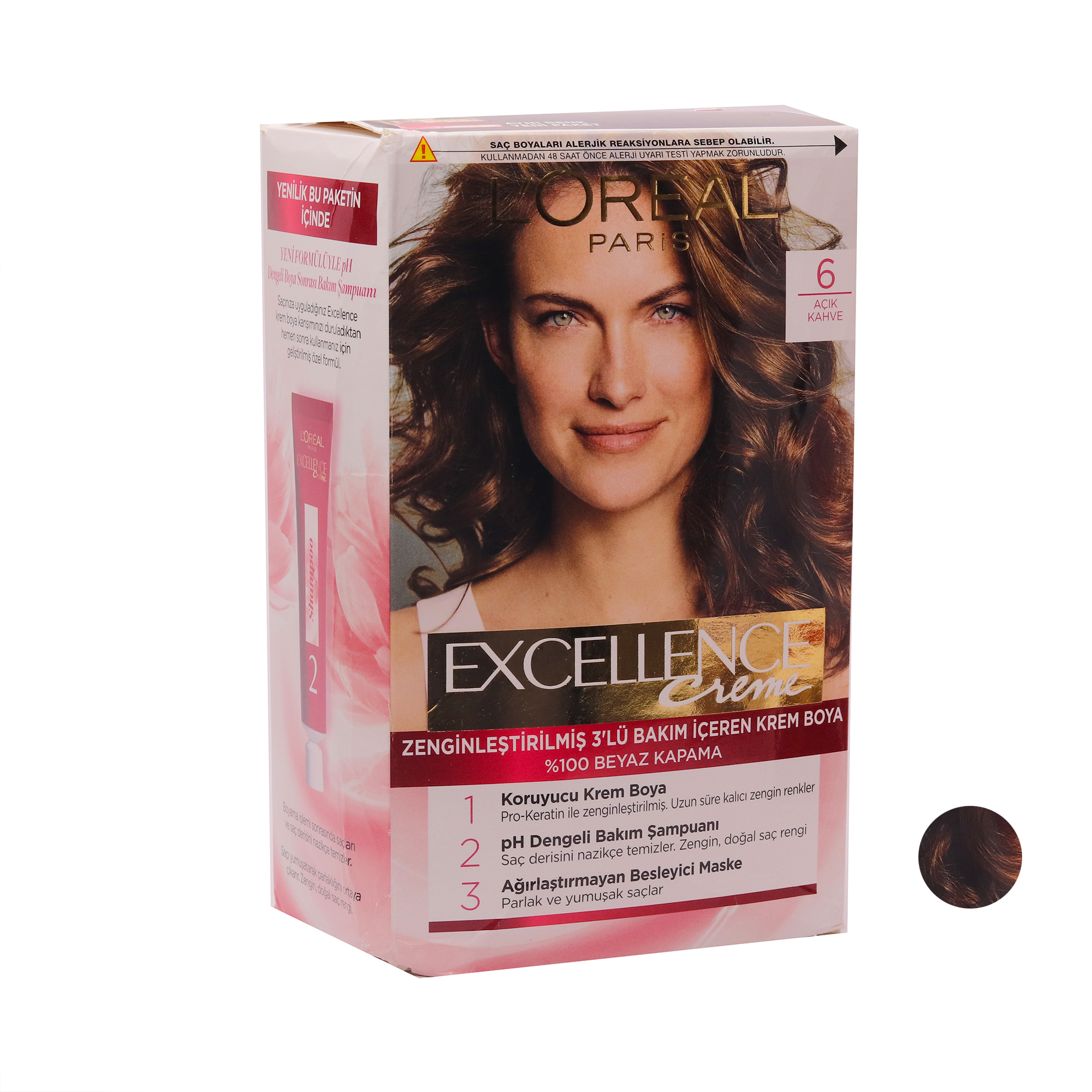 کیت رنگ مو لورآل مدل Excellence شماره 6 حجم 48 میلی لیتر رنگ قهوه ای روشن