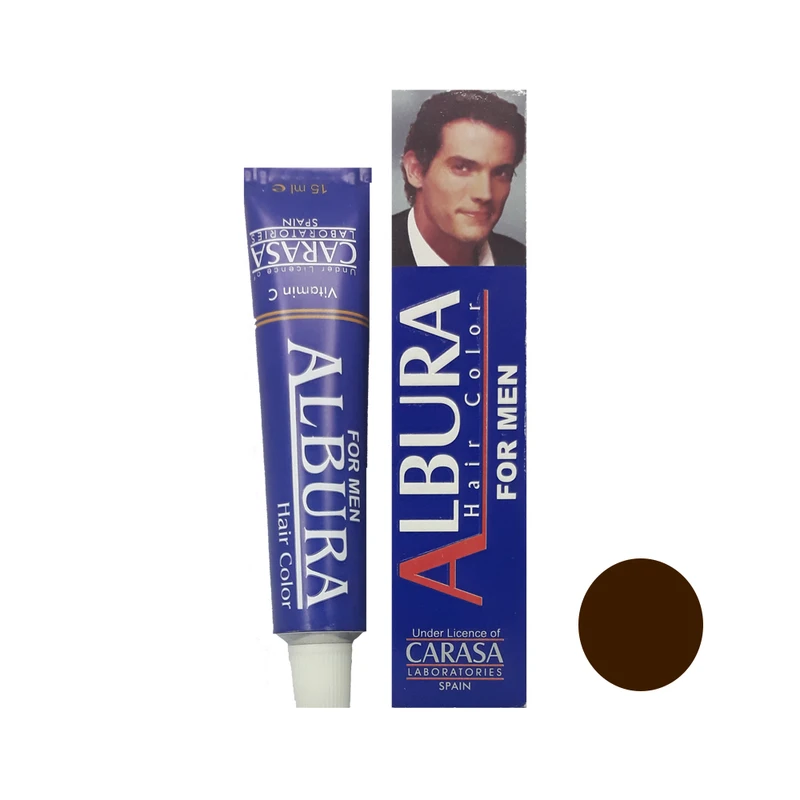 رنگ مو مردانه آلبورا مدل 01 حجم 15 میلی لیتر رنگ قهوه ای تیره