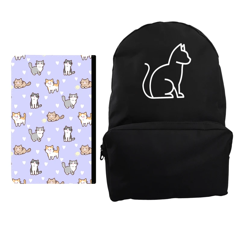 کوله پشتی مدل گربه کد KP-2123 به همراه کلاسور