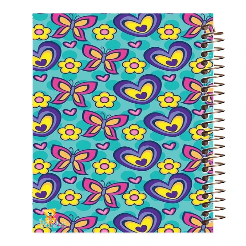 دفتر مشق 100 برگ بانیبو طرح  قلب و پروانه کد 1054