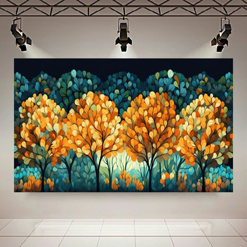 کاغذ دیواری طرح مینیمال جنگل چاییزی مدل برگریزان کد AR304115