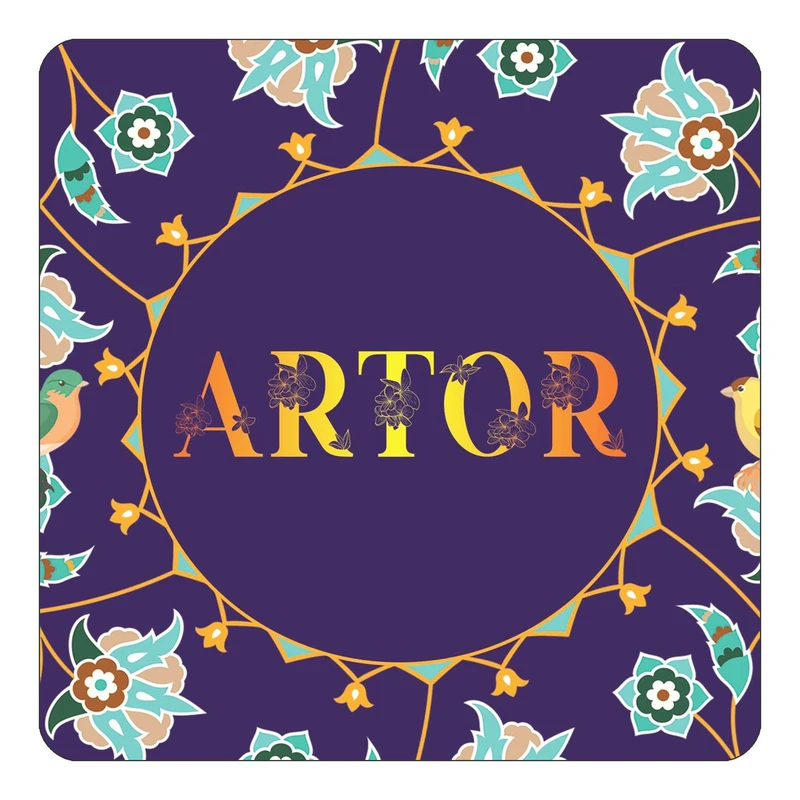 مگنت کاکتی طرح اسم آرتور artor مدل گل و بلبل کد mg11696