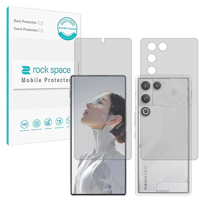 محافظ صفحه نمایش شفاف راک اسپیس مدل هیدروژلی مناسب برای گوشی موبایل زد تی ای nubia RedMagic 11 Air به همراه محافظ پشت گوشی