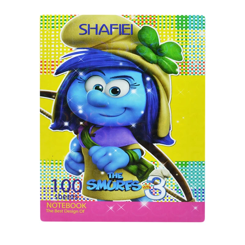 دفتر مشق 100 برگ شفیعی طرح اسمورف ها کد 8013