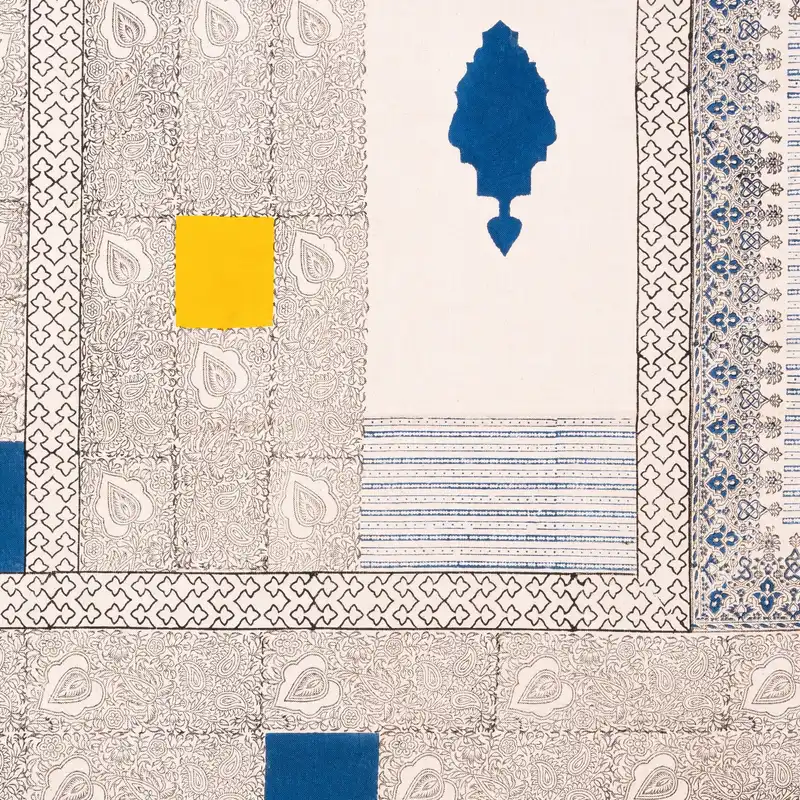 رومیزی چاپ دستی مدل کاشی ایلخانی