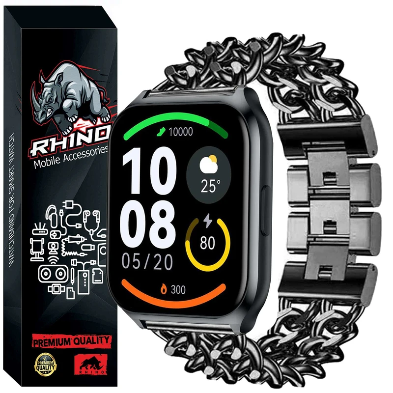 بند راینو مدل Cartier مناسب برای ساعت هوشمند هایلو LS02 Pro / Watch 2 Pro