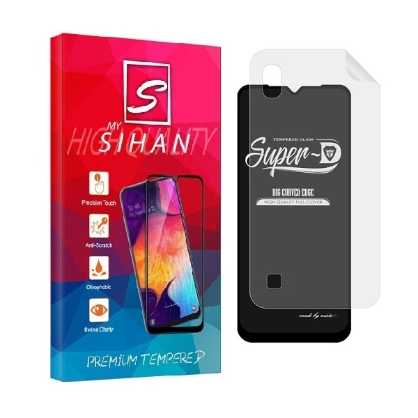 محافظ صفحه نمایش مای سیحان مدل 2SN-Glass مناسب برای گوشی موبایل سامسونگ Galaxy A10 به همراه محافظ پشت گوشی