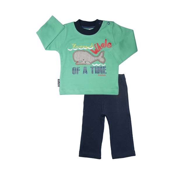 ست تی شرت و شلوار نوزادی آدمک مدل نهنگ کد 1164321 رنگ سبز