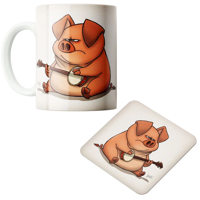 ماگ پاد آفرین مدل خوک کد 621 به همراه زیرلیوانی