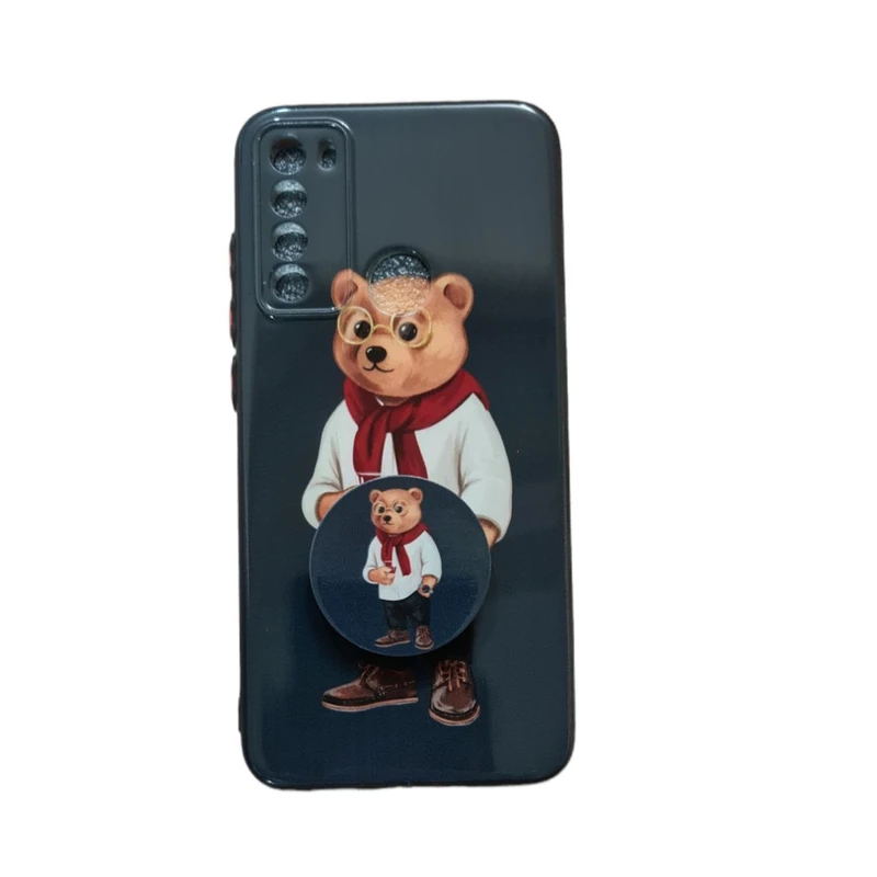 کاور طرح خرس کد 821 مناسب برای گوشی موبایل شیائومی Redmi Note 8 به همراه پاپ سوکت