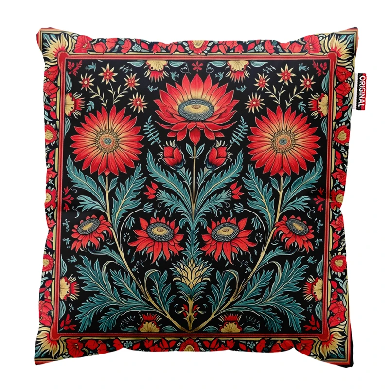 کوسن پاد آفرین مدل سنتی طرح گلیم فرش کد PK402134 سایز 40*40 سانتی متر