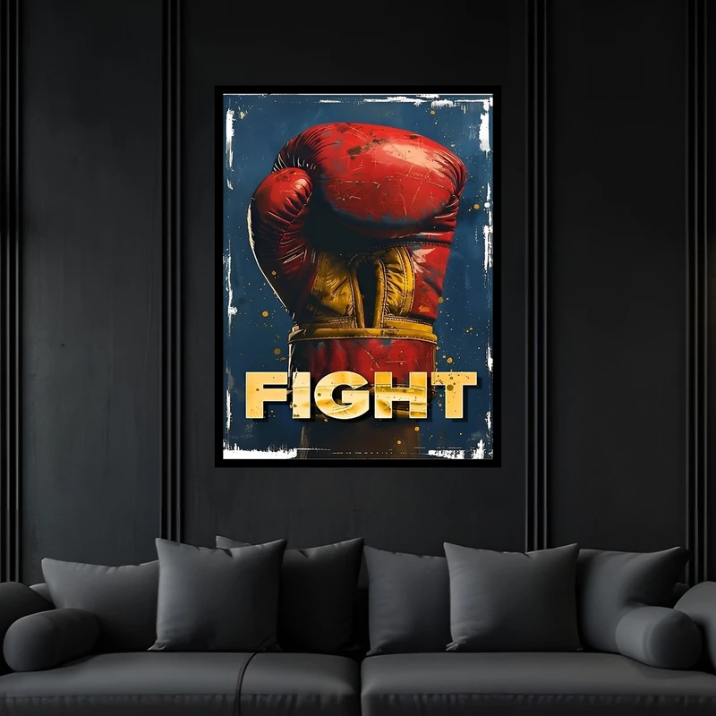 تابلو بکلیت طرح ورزشی بوکس مدل B-bu6964 فریم مشکی