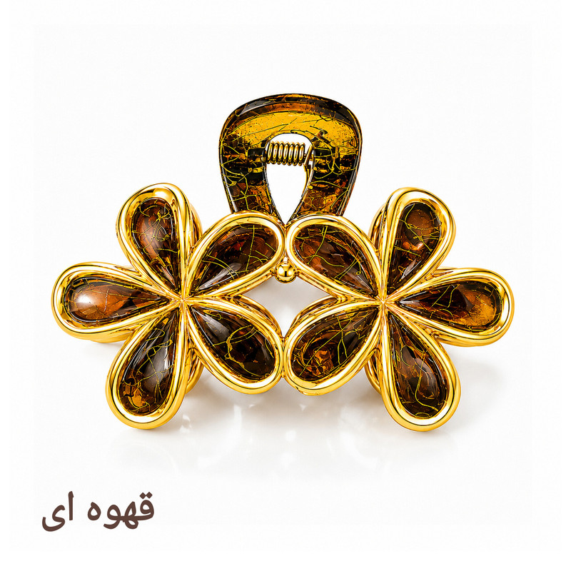 کلیپس مو زنانه مدل دو گل پلومریا کریستالی کد 001